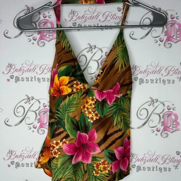 Ocean dream tankini top swim beach brand new vintage size 10 sparkly - Picture 1 of 8